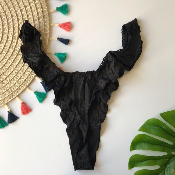 Victoria's Secret Satin Thong Panty Black Large NEW - Picture 4 of 5